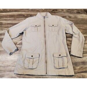 Domyos Decathlon Women's Large Soft Jacket Tan Beige Full Zip Pockets